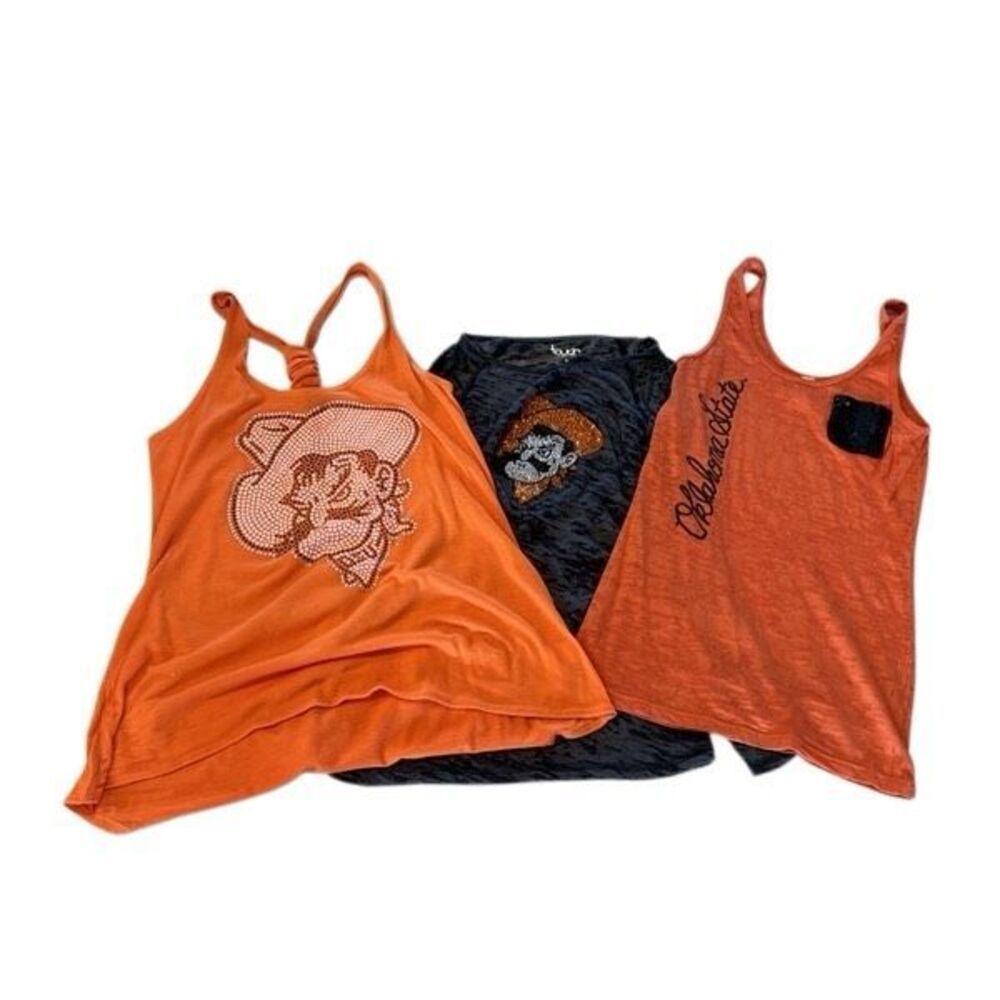 Mixed Lot of 3 OSU Tank Tops  And Long Sleeve Bundle Orange Black Small-Medium